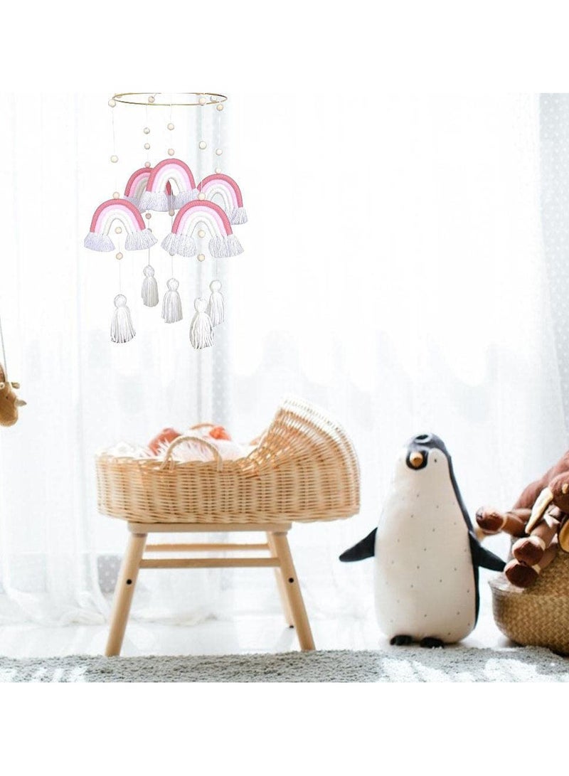Baby Wind Chimes,Mobile Baby Cot Mobile Wind Chime Rattle Toy Macrame Rainbow Nursery Hanging Bed Bell Gift for Baby Nursery, Home Decoration, Unique Wind Chimes - Image 4