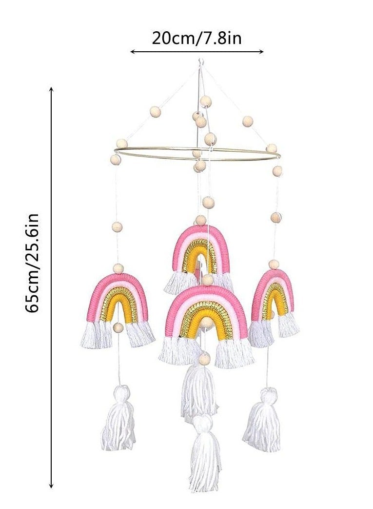 Baby Wind Chimes,Mobile Baby Cot Mobile Wind Chime Rattle Toy Macrame Rainbow Nursery Hanging Bed Bell Gift for Baby Nursery, Home Decoration, Unique Wind Chimes - Image 2
