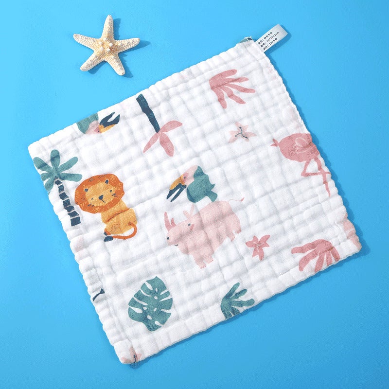 Six-Layer Pure Cotton Baby Washcloths Soft High-Density Forest Zoo] 