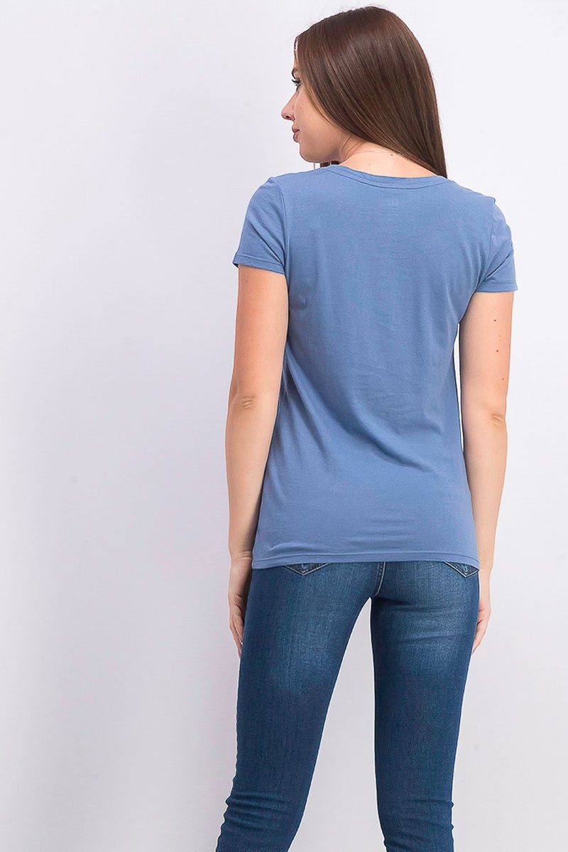 GAP Women Plain Short Sleeve Tee, Blue - Image 4