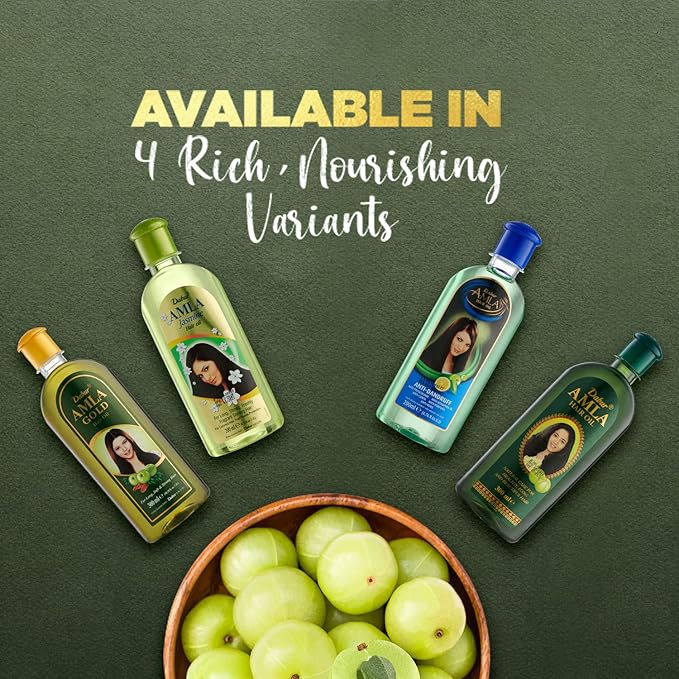 Dabur زيت شعر دابر أملاء جولد 200 مل للشعر الطويل والناعم والقوي معزّز بقوة الأملاء واللوز والحناء يقوي من الجذور حتى الأطراف