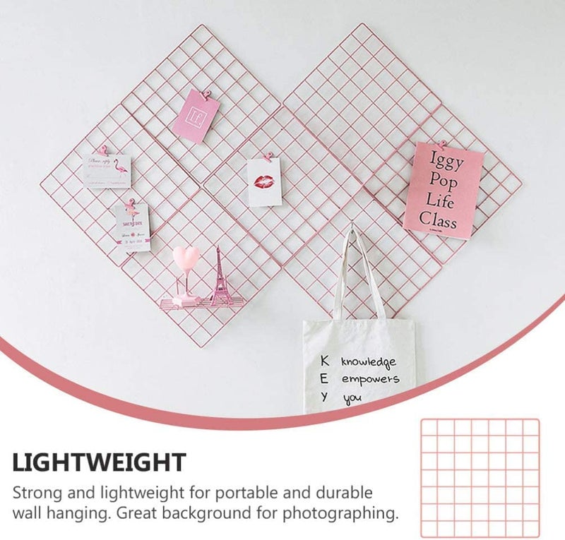 Franklite Iron Square shape hanging Grid frame for home Decoration, wall, photog, collage photo, key, as per your requirement (30x 30 cm) 2pcs Frame (Pink) - Image 3