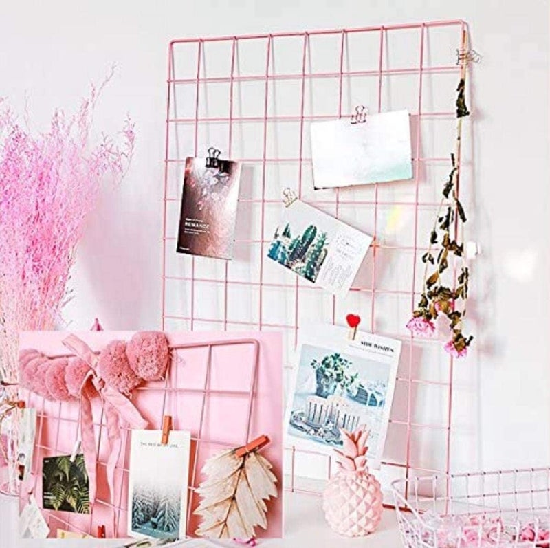 Franklite Iron Square shape hanging Grid frame for home Decoration, wall, photog, collage photo, key, as per your requirement (30x 30 cm) 2pcs Frame (Pink) - Image 2