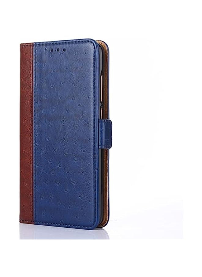 HuHa - HuHa Case Cover Compatible For Infinix Hot 20i Ostrich Texture Flip Leather Phone Case Blue - Image 1