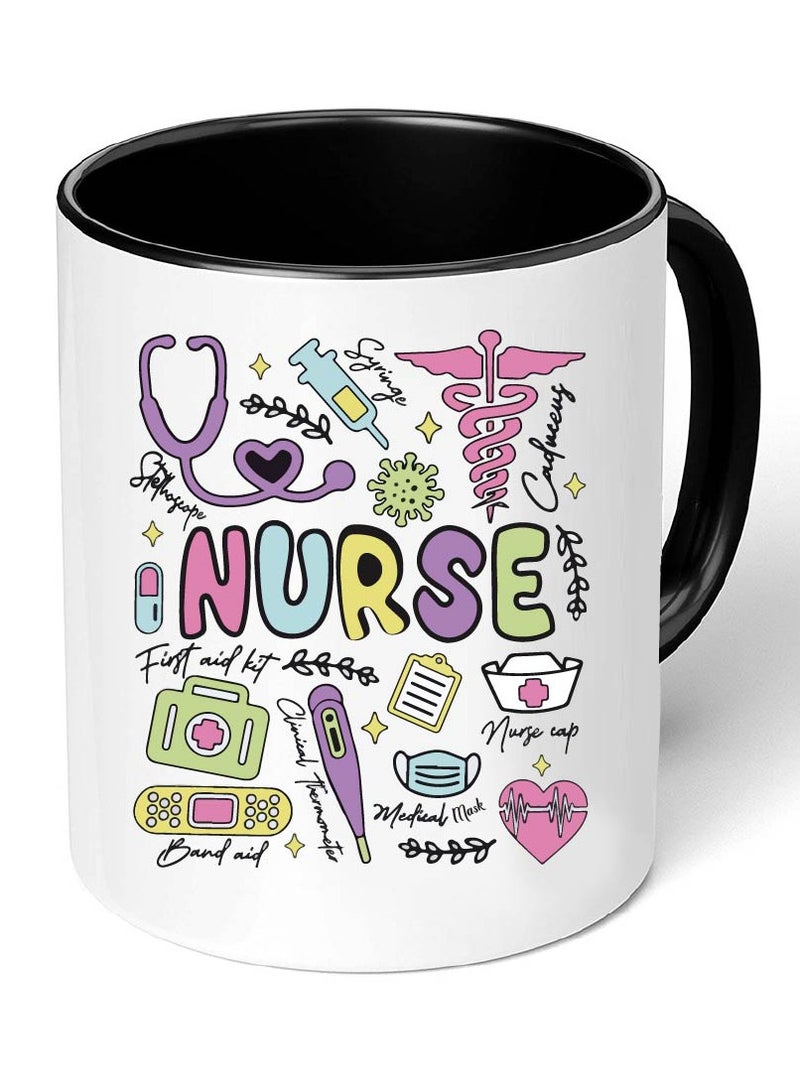 برينت شوب فور مي كوب قهوة أسود ليوم الممرضات - هدية ليوم الممرضات العالمي - هدايا تقدير الممرضات - مثالي للمحترفين الطبيين والطلاب - آمن للاستخدام في غسالة الأطباق والميكروويف - Image 1