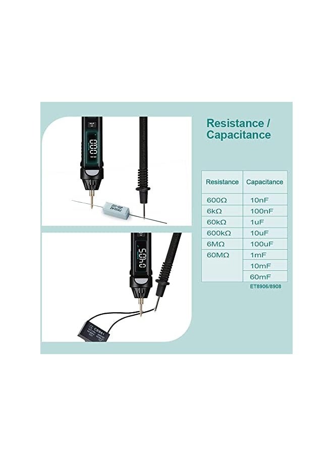 promass Hadheld Digital Multimeter Electric Test Pen Professional Voltage Current Resistance Diode Continuity Test True RMS Automatic Measurement Tester Live Wire Recognition Meter