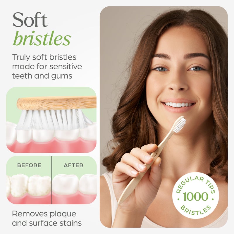 VIVAGO Bamboo Toothbrushes 10 Pack â€“ Natural Toothbrushes, Plant-Based Soft Bristles â€“ Eco-Friendly Wooden Toothbrush - Image 4