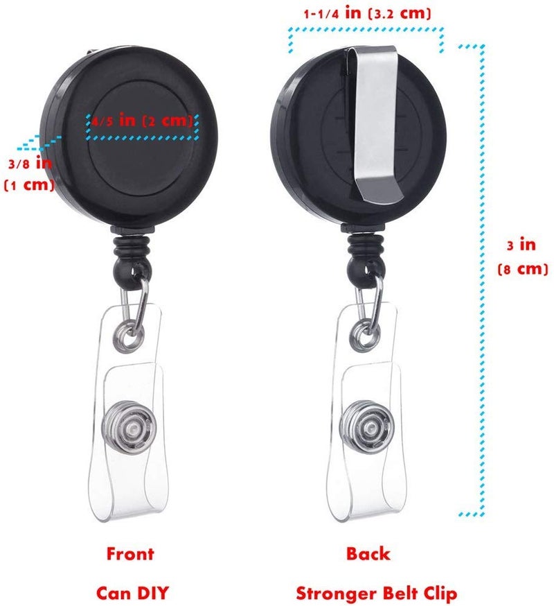 QREEL Badge Reel, Retractable Badge Holder with Belt Clip for ID Name Card (Black, 2 Pack) - Image 2