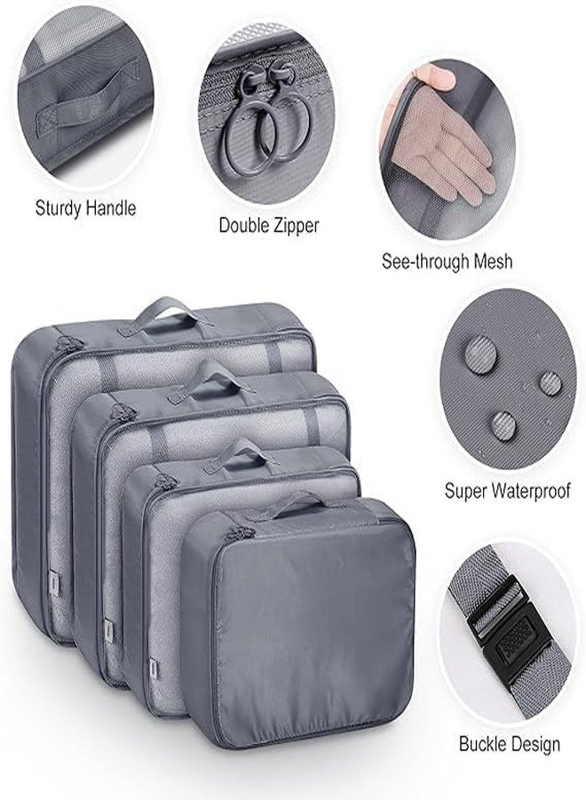 FORKLS 7pcs Travel Packing Cubes Set | Space-Saving Suitcase Organizers with Zipper Closure | Lightweight & Durable Travel Storage Organizers | Ideal for Clothes, Laundry & Makeup (Grey) - Image 3