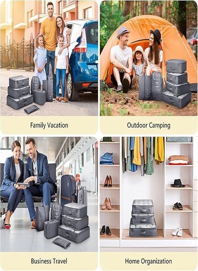 FORKLS 7pcs Travel Packing Cubes Set | Space-Saving Suitcase Organizers with Zipper Closure | Lightweight & Durable Travel Storage Organizers | Ideal for Clothes, Laundry & Makeup (Grey) - Image 5