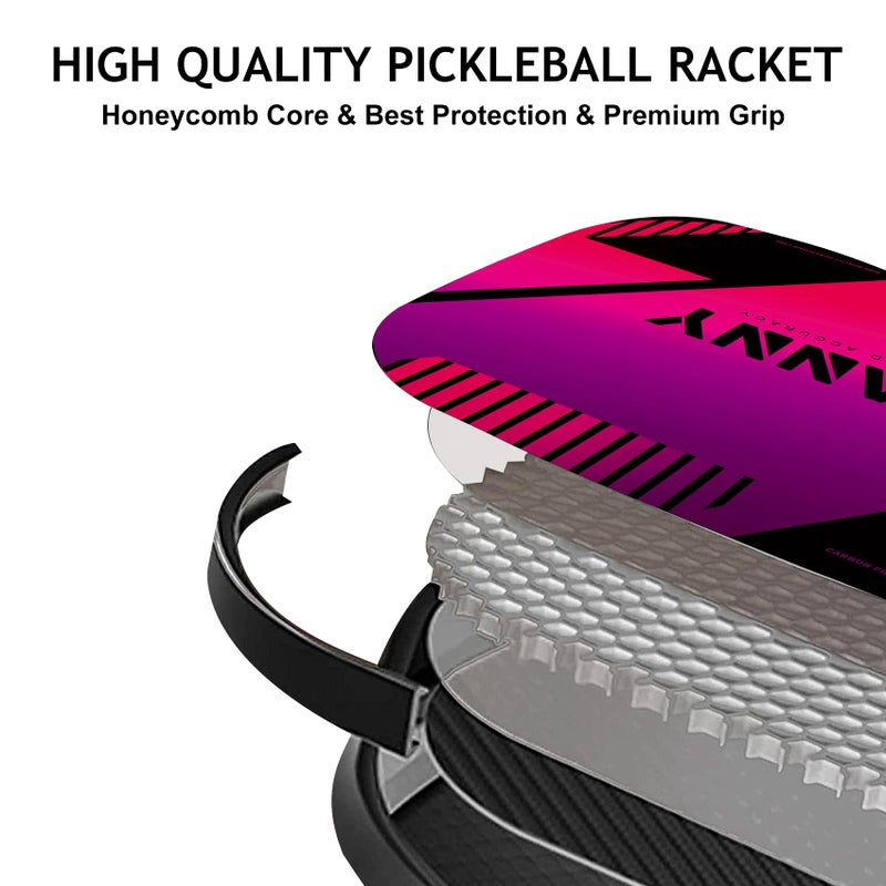 OLANNY Pickleball Paddles Set of 4 Graphite Pickleball Set with Honeycomb Core and Comfort Grip,Pickle-Ball Equipment Includes 4 Pickleball Racquets,6 Balls,4 Pickleball Grip Tape & 1 Portable Bag - Image 2