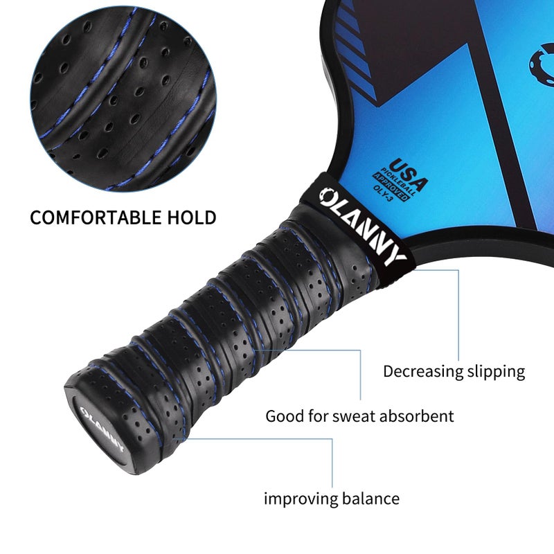 OLANNY Pickleball Paddles Set of 4 Graphite Pickleball Set with Honeycomb Core and Comfort Grip,Pickle-Ball Equipment Includes 4 Pickleball Racquets,6 Balls,4 Pickleball Grip Tape & 1 Portable Bag - Image 3
