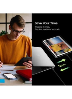 Spigen C10C3 USB-C to C 3.2 Gen 1 PD Cable 1 Meter [100W & 5Gbps] Power Delivery for MacBook/iPad/Galaxy/Pixel/OnePlus & More - Black  - Image 3