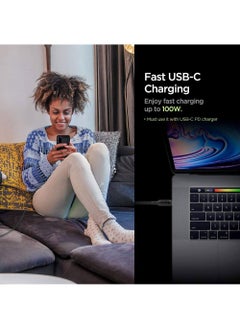 Spigen C10C3 USB-C to C 3.2 Gen 1 PD Cable 1 Meter [100W & 5Gbps] Power Delivery for MacBook/iPad/Galaxy/Pixel/OnePlus & More - Black  - Image 4