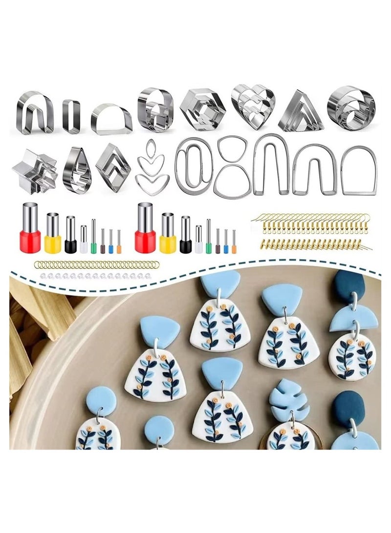 SYOSI Polymer Clay Cutters Set, 36 Shapes Stainless Steel Clay Cutters with 40 Circle Shape Cutters and 50 Earrings Accessories, Clay Earing Cutters for Polymer Clay Jewelry Making, 126 Pcs  - Image 1