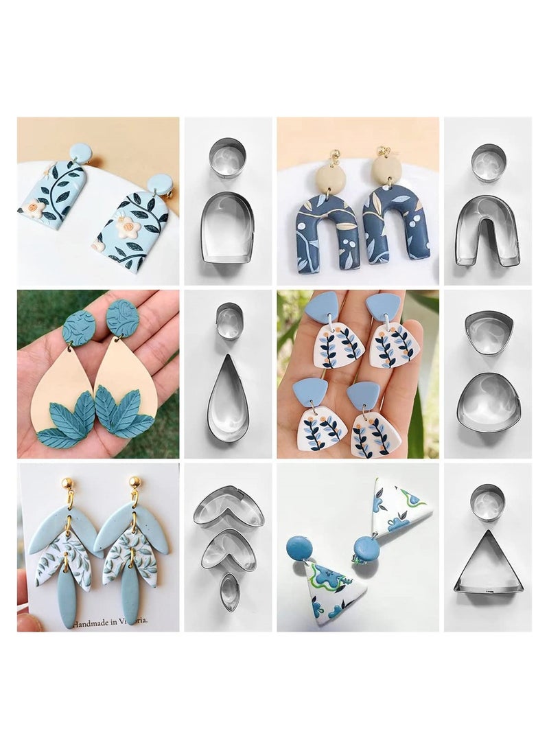 SYOSI Polymer Clay Cutters Set, 36 Shapes Stainless Steel Clay Cutters with 40 Circle Shape Cutters and 50 Earrings Accessories, Clay Earing Cutters for Polymer Clay Jewelry Making, 126 Pcs  - Image 5