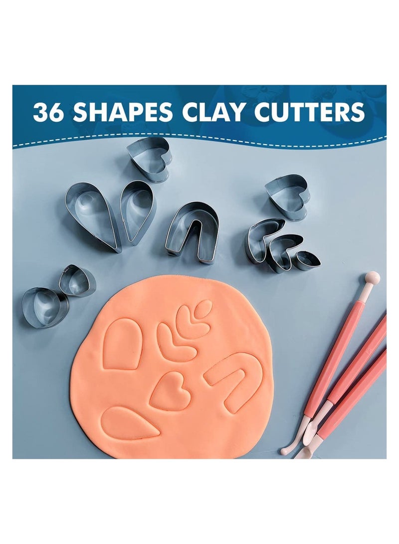 SYOSI Polymer Clay Cutters Set, 36 Shapes Stainless Steel Clay Cutters with 40 Circle Shape Cutters and 50 Earrings Accessories, Clay Earing Cutters for Polymer Clay Jewelry Making, 126 Pcs  - Image 3