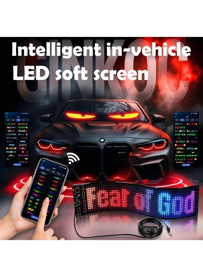 CRONY K6 Car Remote Control DIY Display – 35x11cm LED Advertising Board, Full Color 20x64 Pixels, Bluetooth & Remote Control, IP64 Waterproof, 600-1000cd/m² Brightness for Car Customization - Image 1