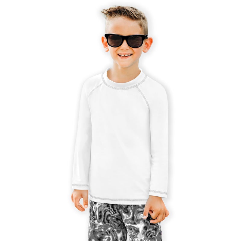 City Threads Boys Rashguard Swim Shirt UPF 50+ Soft Comfortable Durable Sun Protection Made in USA 2-Pack, White, 18-24 Months - Image 4