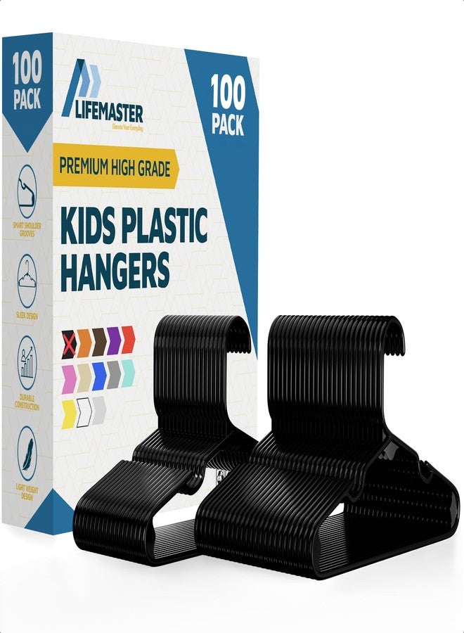 Lifemaster Plastic Kids Clothes Hanger - Children Clothes Hanger with Shoulder Notch, 11.6 Inch Space-Saving Closet Organizer for Baby, Toddler, and Kids Clothing, Hold Up to 4 lbs, Pack of 30, White - Image 1