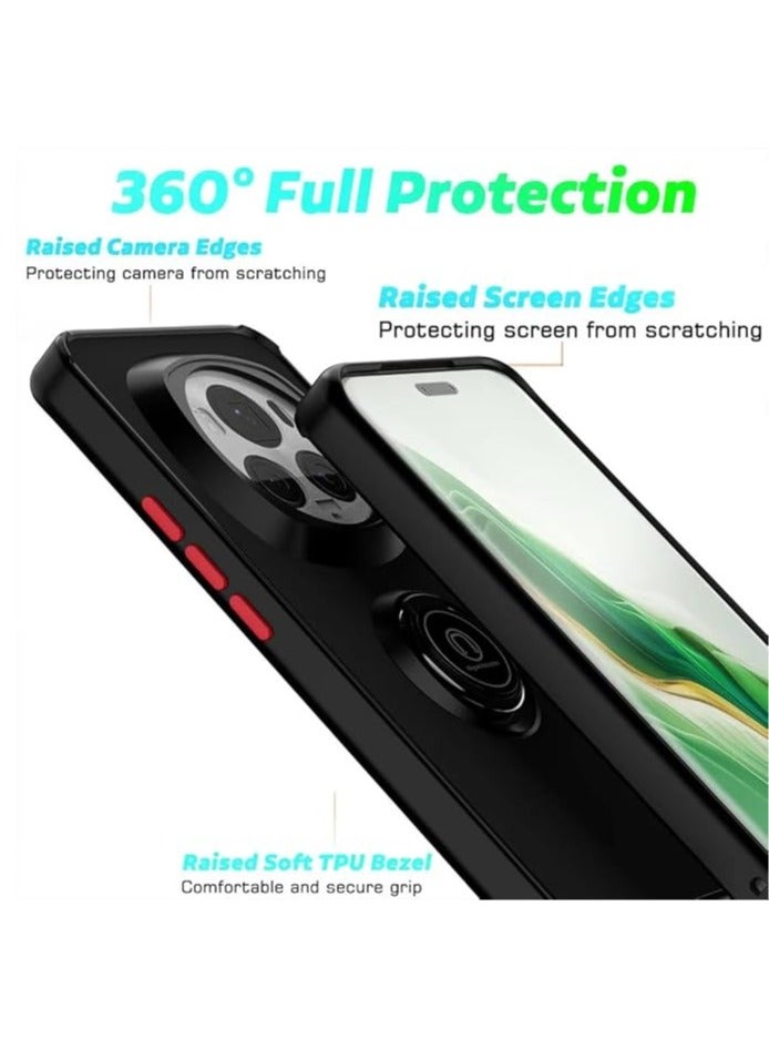Compatible with Honor Magic 7 Pro Case with Ring Holder, PC +TPU Shockproof Bumper Case Matte Translucent Protective Cover for Honor Magic 7 Pro - Image 4