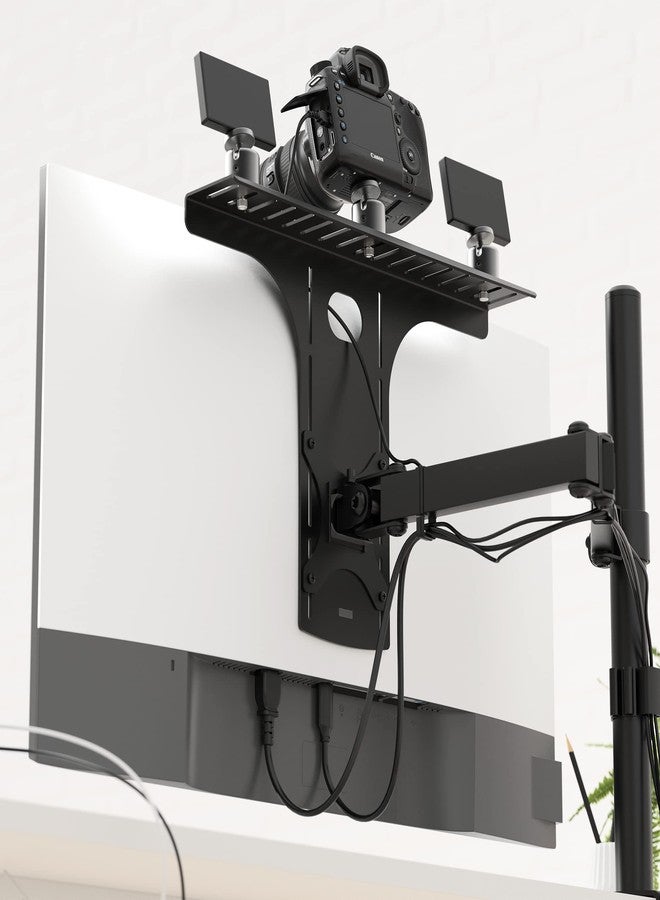 هيومان سينتريك حامل شاشة DSLR من HumanCentric - رف شاشة لحامل كاميرا مكتبي، رف كاميرا ويب وميكروفون خفيف الوزن لذراع VESA للشاشة، بديل لحوامل الكاميرا المكتبية، كبير الحجم - Image 2