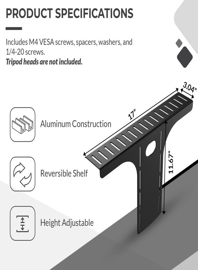 هيومان سينتريك حامل شاشة DSLR من HumanCentric - رف شاشة لحامل كاميرا مكتبي، رف كاميرا ويب وميكروفون خفيف الوزن لذراع VESA للشاشة، بديل لحوامل الكاميرا المكتبية، كبير الحجم - Image 4