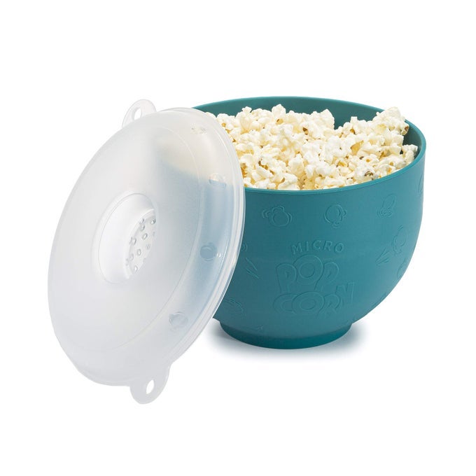 SILICONE POPCORN POPPER COLLAPSIBLE HOT AIR MICROWAVABLE POPCORN MAKER BOWL MADE WITHOUT BPA TEAL