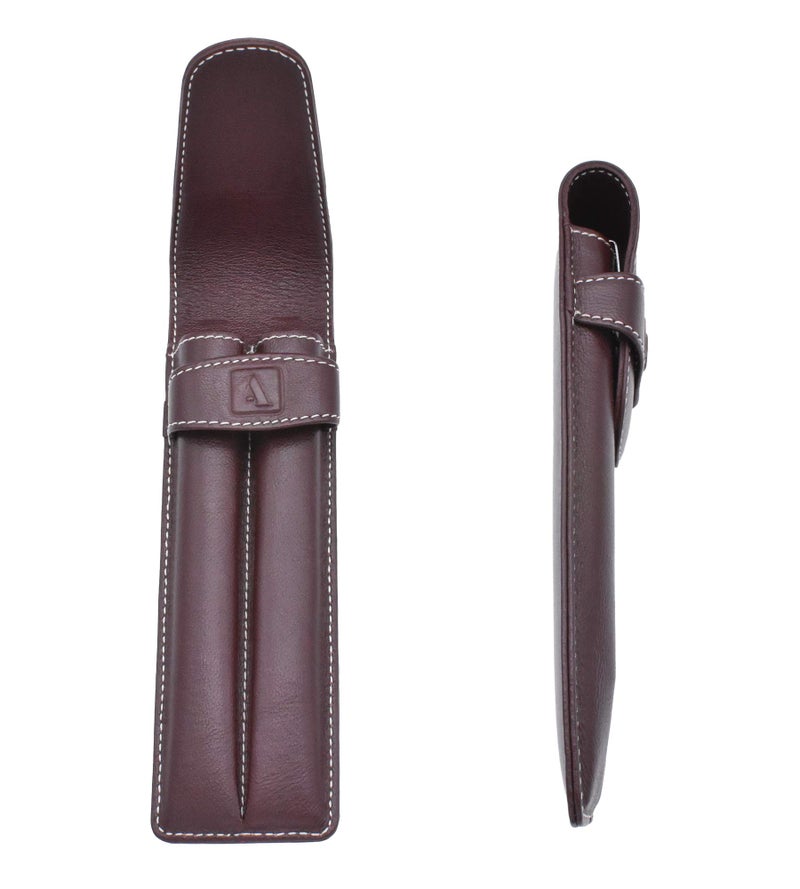 Adamis Leather Handcrafted Double Pen Pouch with Loop |Portable Pen Case for 2 Fountain Pen, Roller Pen, Pen Holder,Pen case |Ideal Gifts for Men,Women,boss,dad 7 inch x 2 inch in W51 Wine - Image 4