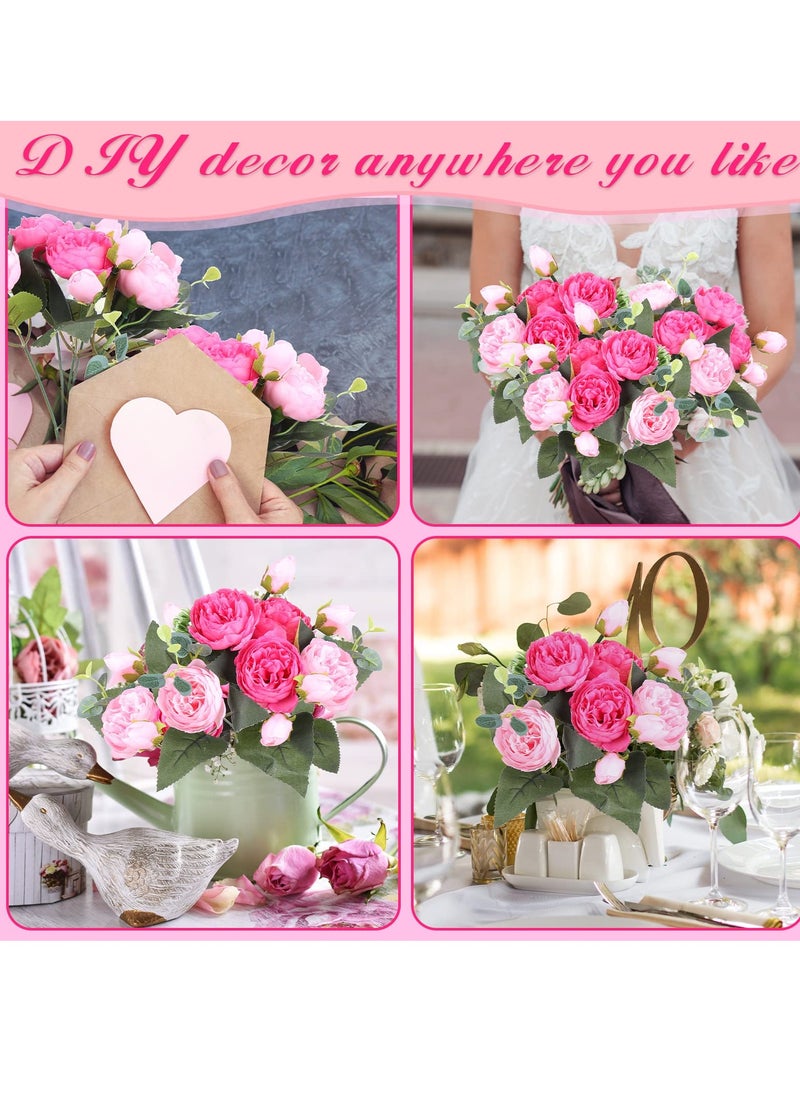 SYOSI Artificial Peony Flowers, 8 Packs Faux Flowers Silk Peonies Bouquet Vintage Wedding Home Table Door Decor Reusable Bouquet of Rose Flowers for Valentine Wedding Birthday Party Home Office Vase  - Image 4