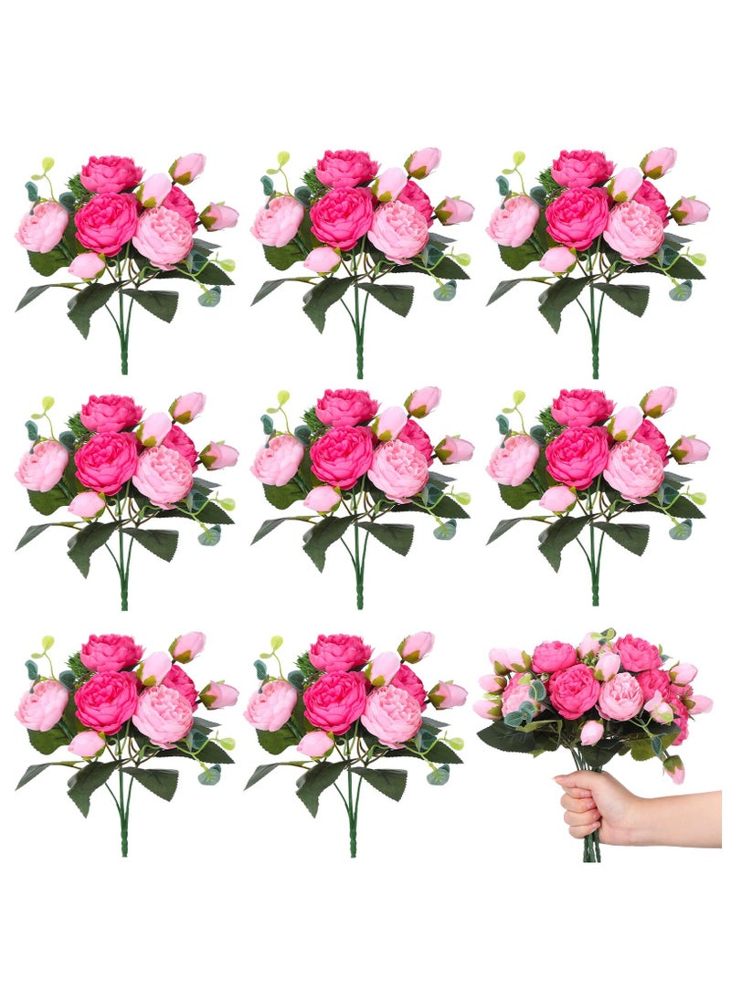 SYOSI Artificial Peony Flowers, 8 Packs Faux Flowers Silk Peonies Bouquet Vintage Wedding Home Table Door Decor Reusable Bouquet of Rose Flowers for Valentine Wedding Birthday Party Home Office Vase  - Image 1