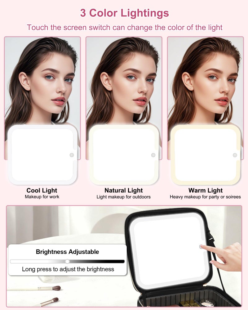 Relavel Valentine's Day Gifts for Teen Girls Women Girlfriend, Initial Makeup Bag with LED Mirror Travel Cosmetic Organizer Train Case for Grandkids Graduation Teacher, Trendy Stuff, Black A - Image 3