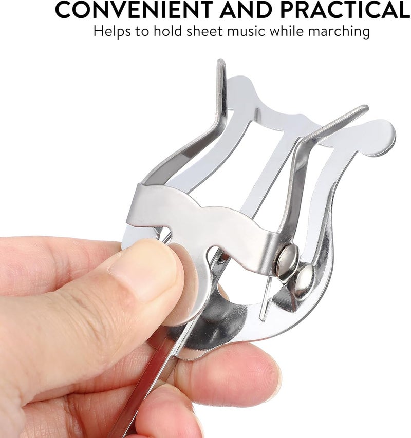 EXCEART Clarinet Music Holder, Trumpet Trombone Sheet Music Clip Lyre, Silver Metal, Modern Style, C Instrument Key - Image 2