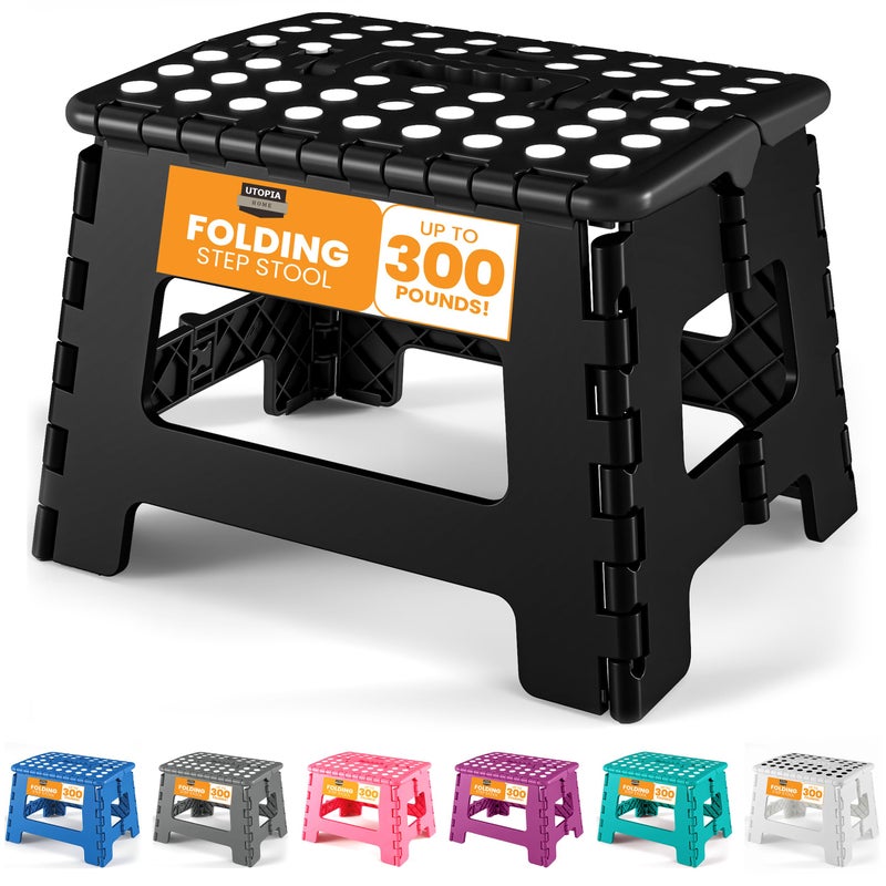 Utopia Home Folding Step Stool with Handle â€“ 9 Inch Anti Slip Collapsible Stool â€“ Holds Up to 300 lbs â€“ Sturdy Plastic Step Stool Foldable for Kitchen, Bathroom and Home Use (1-Pack, Purple) - Image 1