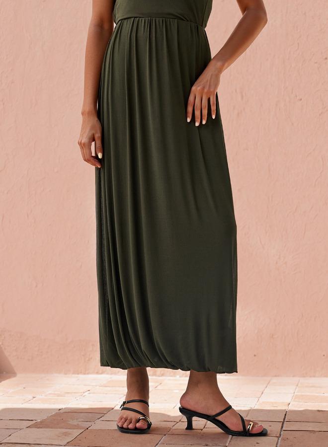 ايكونيك تنورة ماكسي بأكمام بالون مع خصر مطاطي - Image 1