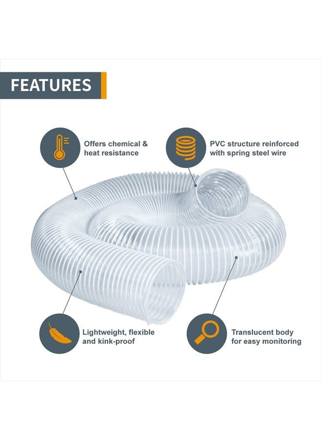 POWERTEC 70111 4" x 10' PVC Dust Collection Hose for Dust Collector for Woodworking and Shop Vacuum, 4 Inch Dust Collector Hose for Dust Collection Fittings - Image 2