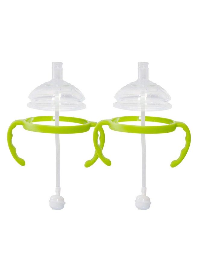 Botabee Straw Transition Cup Kit For Comotomo Baby Bottles ; Conversion Kit Fits 5 Ounce And 8 Ounce Bottles ; Soft Silicone Straw Top Bottle Nipple & Weighted Straw To Help Baby Transition ; 2 Pack (Green) - Image 2