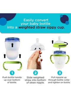 Straw Transition Cup Kit For Comotomo Baby Bottles ; Conversion Kit Fits 5 Ounce And 8 Ounce Bottles ; Soft Silicone Straw Top Bottle Nipple & Weighted Straw To Help Baby Transition ; 2 Pack (Green) - pzsku/Z62EFD9EF8CEDFFB908D4Z/45/_/1688970360/16394b36-2587-4bbb-b7e6-22a2bce7e037