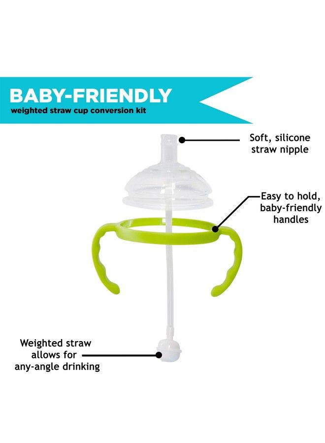 Botabee Straw Transition Cup Kit For Comotomo Baby Bottles ; Conversion Kit Fits 5 Ounce And 8 Ounce Bottles ; Soft Silicone Straw Top Bottle Nipple & Weighted Straw To Help Baby Transition ; 2 Pack (Green) - Image 4