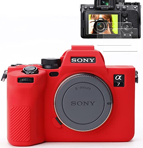 Pocoukate Camera Case for Sony Alpha 7 IV, A7M4, A7 IV Digital Camera Anti-Scratch Slim Fit Soft Cover with Screen Protector, A7IV Exclusive Accessories (not Applicable to A7R4 or A7III) - Red - Image 1