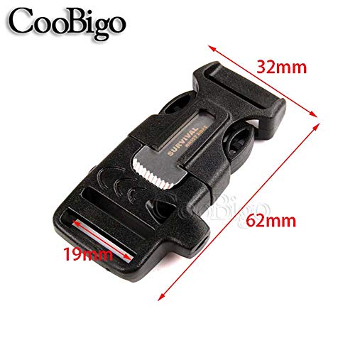 CooBigo 10Pack 3/4" (19mm) Fire Starter Survival Whistle Buckle Flint Scraper for Paracord Bracelet Key Lanyard Ourdoor Hiking Camping Backpack Bag Pets Collar DIY Travel Kits - Image 3