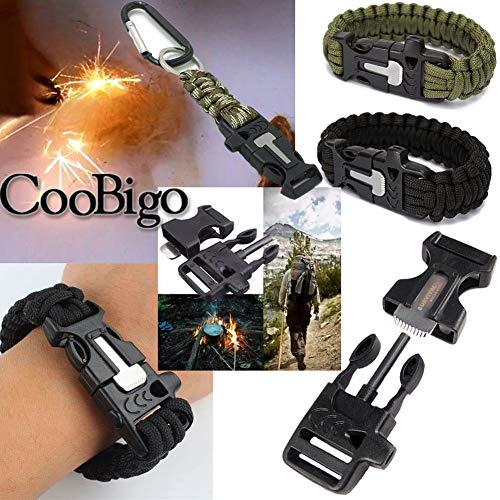 CooBigo 10Pack 3/4" (19mm) Fire Starter Survival Whistle Buckle Flint Scraper for Paracord Bracelet Key Lanyard Ourdoor Hiking Camping Backpack Bag Pets Collar DIY Travel Kits - Image 2