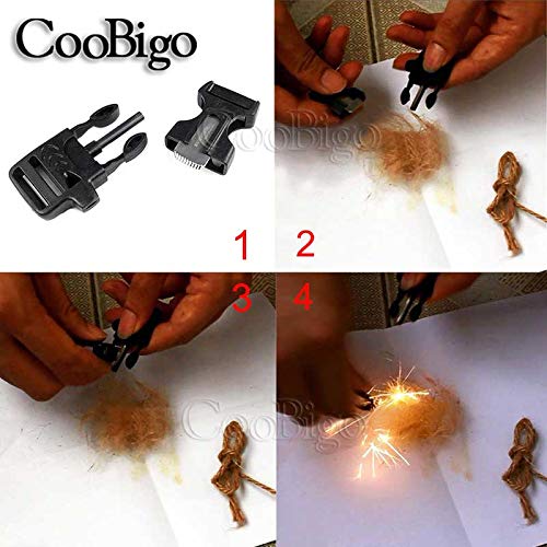 CooBigo 10Pack 3/4" (19mm) Fire Starter Survival Whistle Buckle Flint Scraper for Paracord Bracelet Key Lanyard Ourdoor Hiking Camping Backpack Bag Pets Collar DIY Travel Kits - Image 5