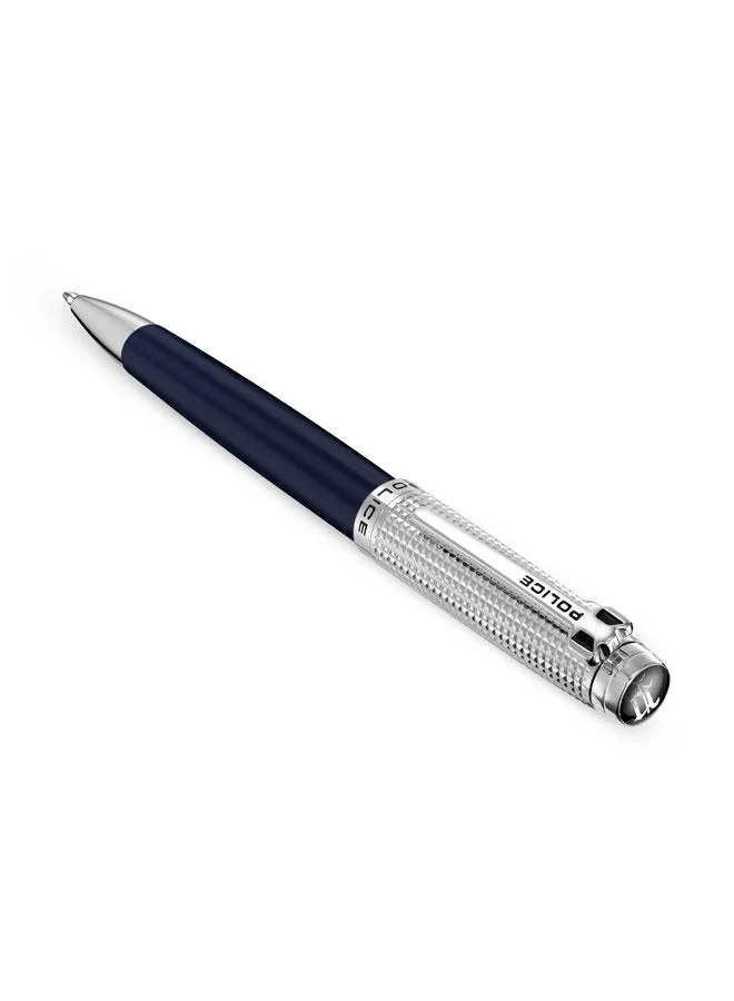 بوليس Batang Twist Ballpoint Pen, Stainless Steel & Enamel, Blue Ink