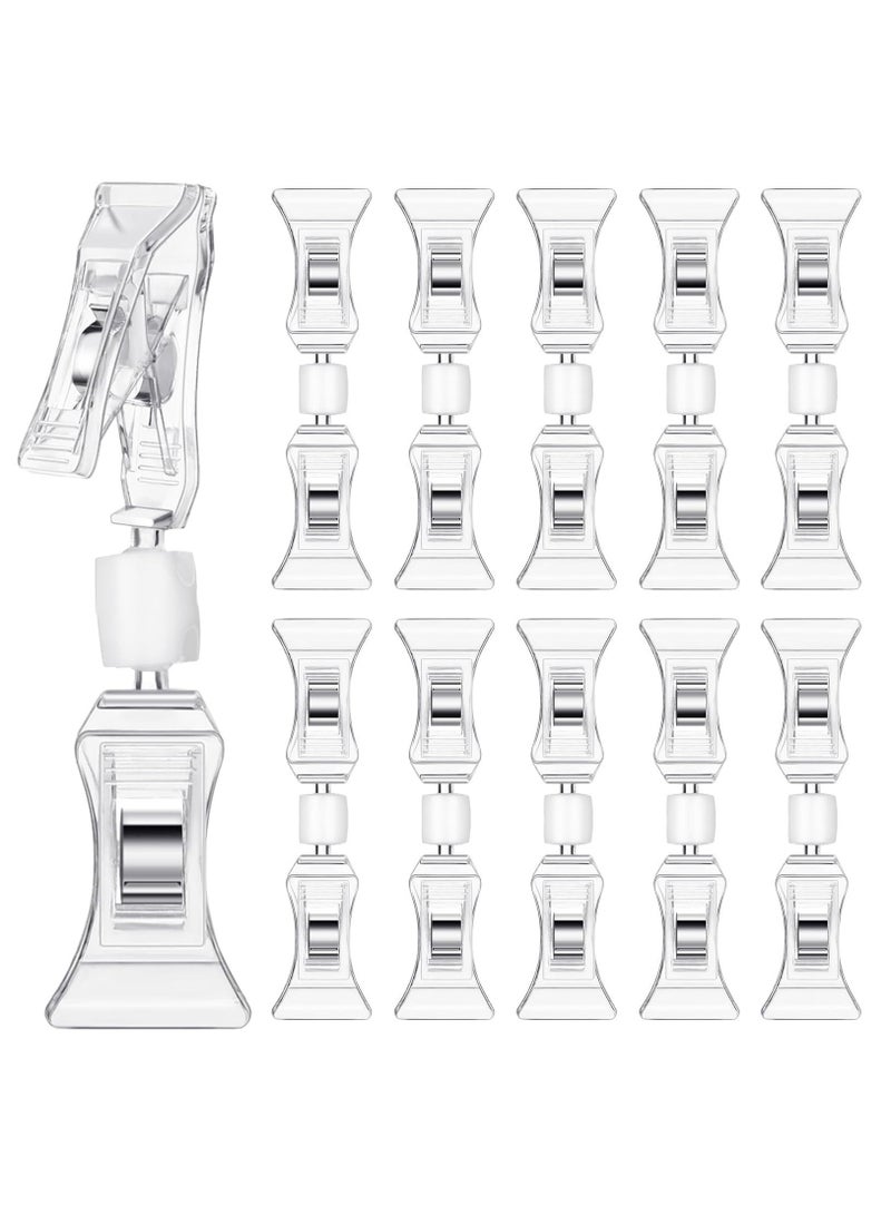 Double Sided Sign Clips Display Mini Clip Clear Rotatable Merchandise on Holder Plastic Price Tag Stand for Label Clothing Business Cards Retail Baskets(25 Pieces) - Image 1