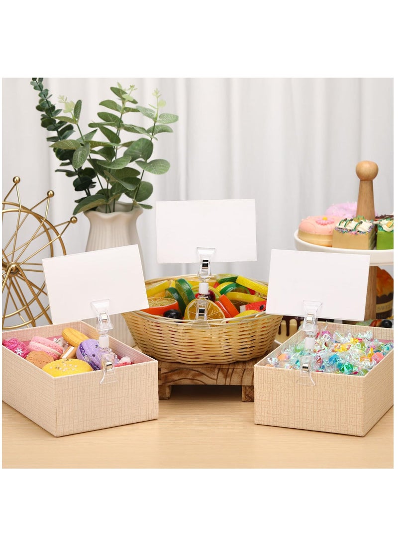 Double Sided Sign Clips Display Mini Clip Clear Rotatable Merchandise on Holder Plastic Price Tag Stand for Label Clothing Business Cards Retail Baskets(25 Pieces) - Image 5