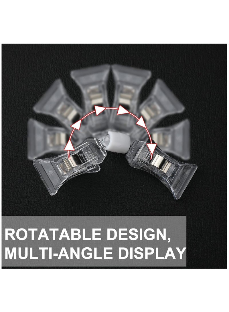 Double Sided Sign Clips Display Mini Clip Clear Rotatable Merchandise on Holder Plastic Price Tag Stand for Label Clothing Business Cards Retail Baskets(25 Pieces) - Image 3
