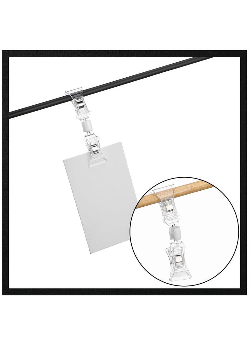 Double Sided Sign Clips Display Mini Clip Clear Rotatable Merchandise on Holder Plastic Price Tag Stand for Label Clothing Business Cards Retail Baskets(25 Pieces) - Image 4