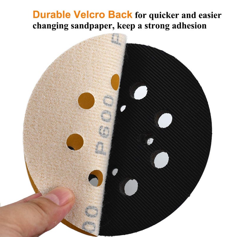 Aiyard 5-Inch 8-Hole Hook and Loop Sanding Discs 600-Grit Random Orbit Sandpaper, 100-Pack - Image 4