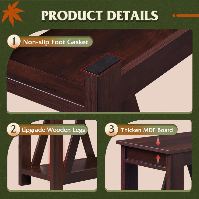 WLIVE Narrow End Table with Charging Station of Open Storage Shelfï¼ŒSofa Side Table with 2 USB Ports and 2 Power Outletsï¼ŒSlim Farmhouse End Table for Small Spaces, 11.8" D x 23.6" W x 23.74" H - Image 5